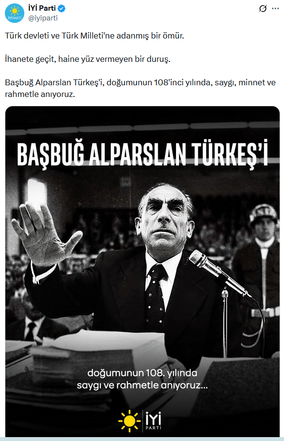 İYİ Parti Türkeş Anma Paylaşımı