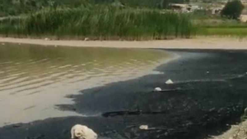 Barajın su yüzeyi siyah renge büründü