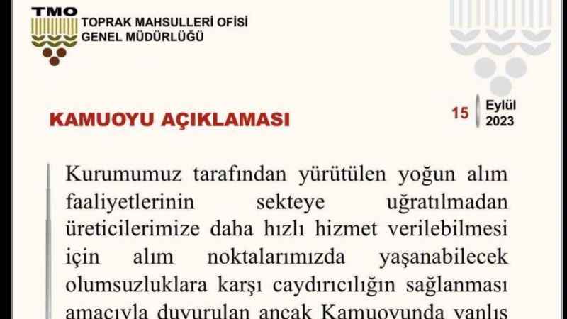 TMO, ’yasaklı üretici’ uygulamasına son verdi