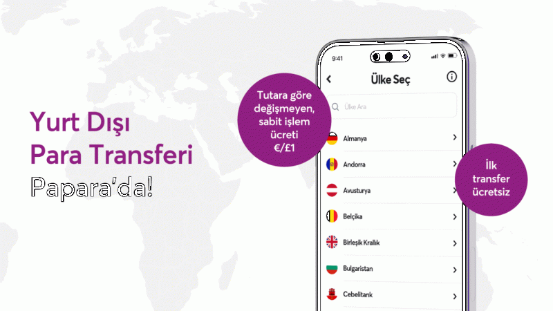 Papara’dan sadece 1 Euro’ya yurt dışı para transferi 