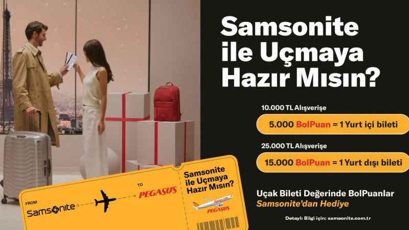 Samsonite valizini alan, Pegasus ile uçuyor