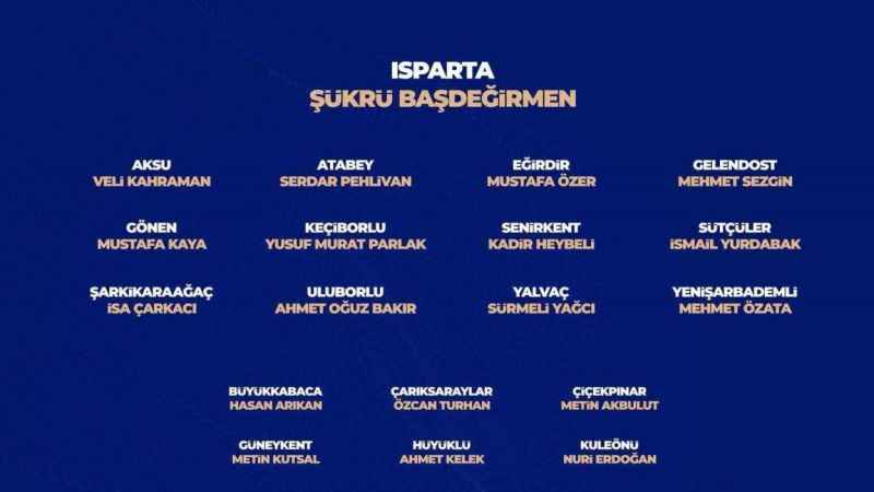 Isparta’da AK Parti ilçe belediye başkan adayları belli oldu