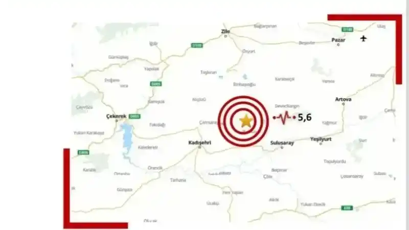 Tokat bu sefer 5.6 büyüklüğünde depremle sallandı