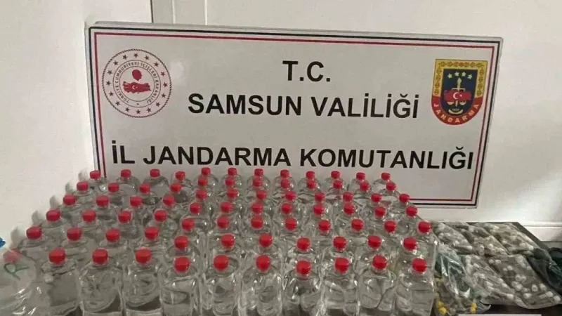 Jandarma depoda sahte alkol üretim maddeleri ele geçirdi
