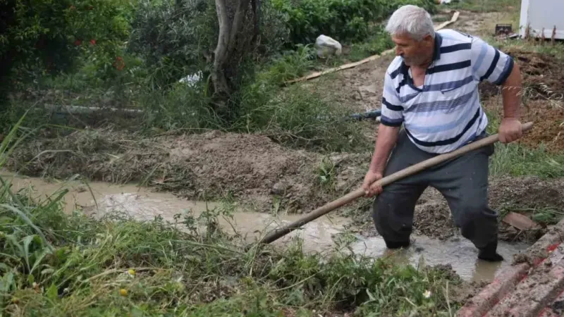 Şiddetli yağmurun etkili olduğu Hatay’da tarım arazileri sular altında kaldı