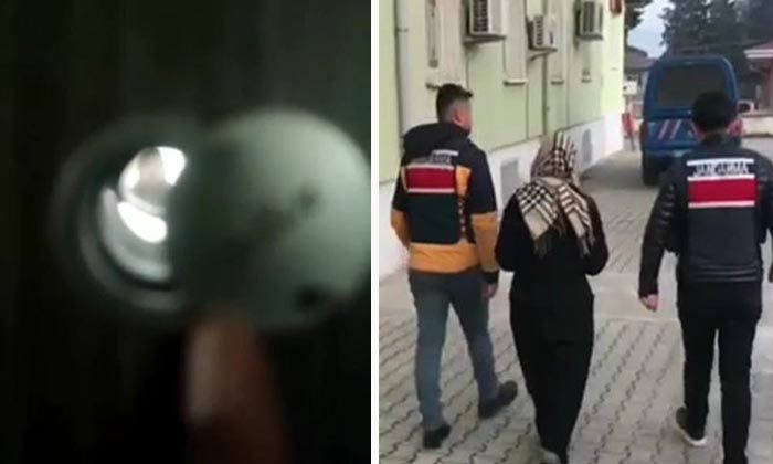Evine girmeye çalışan hırsızı kapı deliğinden görüntüledi