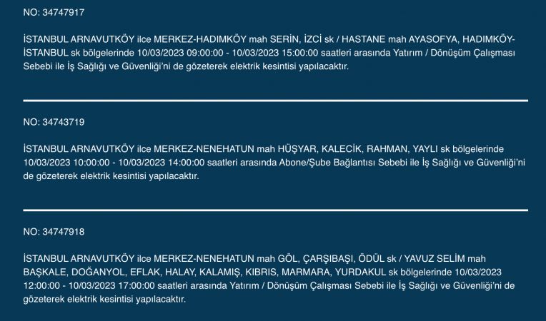 İstanbul karanlığa gömülecek (10 MART 2023)!