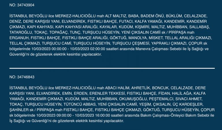 İstanbul karanlığa gömülecek (10 MART 2023)!