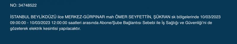 İstanbul karanlığa gömülecek (10 MART 2023)!