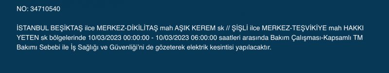 İstanbul karanlığa gömülecek (10 MART 2023)!