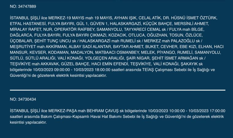 İstanbul karanlığa gömülecek (10 MART 2023)!