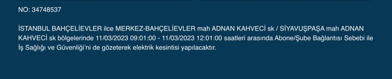 İstanbul’da elektrikler kesilecek! 11 Mart Cumartesi gününe dikkat! İstanbul’da elektrikler kesilecek! 11 Mart Cumartesi gününe dikkat!