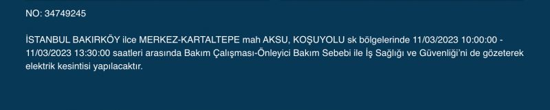 İstanbul’da elektrikler kesilecek! 11 Mart Cumartesi gününe dikkat! İstanbul’da elektrikler kesilecek! 11 Mart Cumartesi gününe dikkat!