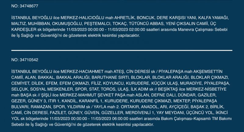 İstanbul’da elektrikler kesilecek! 11 Mart Cumartesi gününe dikkat! İstanbul’da elektrikler kesilecek! 11 Mart Cumartesi gününe dikkat!