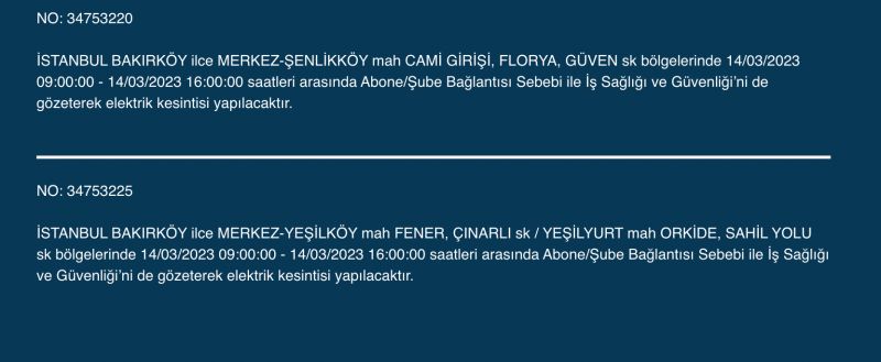 Megakente uyarı! Yüzlerce adreste elektrikler saatlerce kesilecek! (14 Mart)