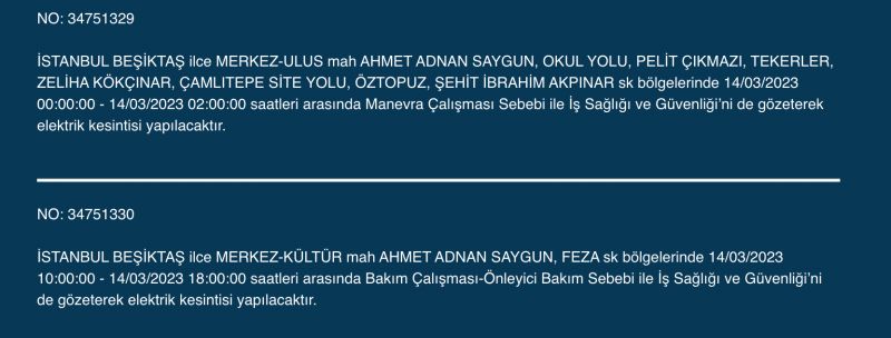 Megakente uyarı! Yüzlerce adreste elektrikler saatlerce kesilecek! (14 Mart)