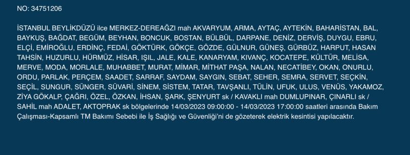 Megakente uyarı! Yüzlerce adreste elektrikler saatlerce kesilecek! (14 Mart)