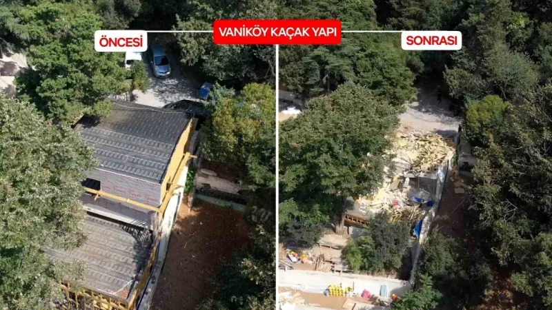 Üsküdar’ın Vaniköy semtindeki kaçak villanın yıkımı tamamlandı