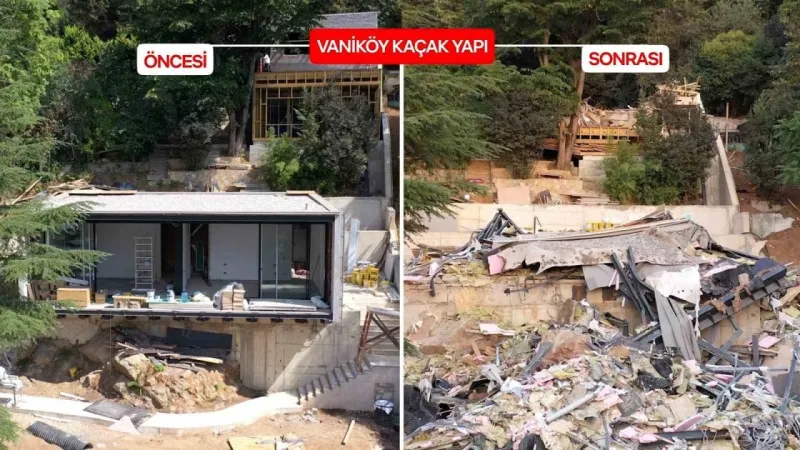Üsküdar’ın Vaniköy semtindeki kaçak villanın yıkımı tamamlandı
