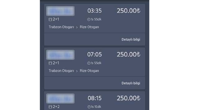 1 ay önce 20 TL olan Rize’den Trabzon’a otobüsle gitmenin bedeli 250 TL