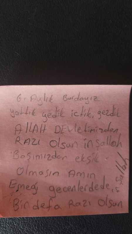 Depremzede vatandaşın yazdığı teşekkür notu duygulandırdı