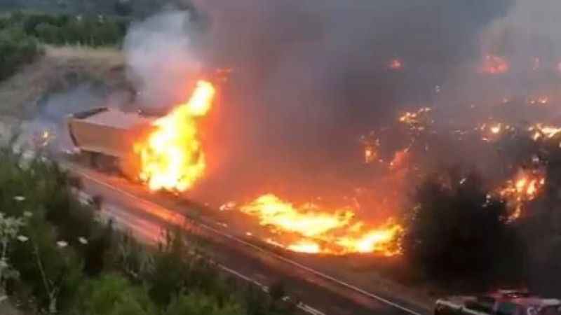Gördes'te kamyonda çıkan yangın ormana sıçradı