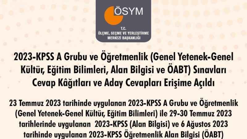2023 KPSS cevap kağıtları ve aday cevapları erişime açıldı