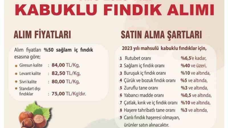 Toprak Mahsulleri Ofisi 2023 yılı kabuklu fındık alımları başladı