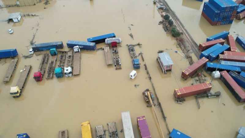 Sel sularının bastığı Halkalı Gümrüğü havadan görüntülendi
