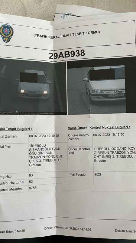 Plaka benzer olunca ceza İran'a değil Gümüşhane'ye kesildi