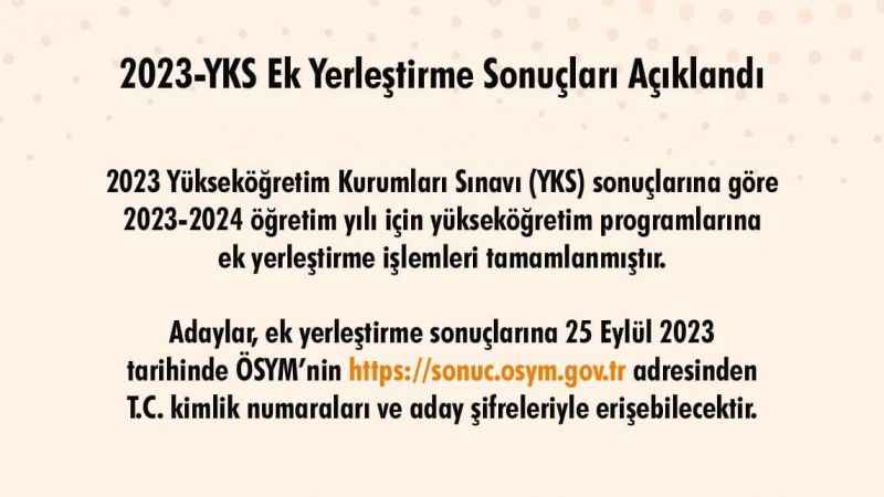 2023-YKS ek tercih sonuçları açıklandı