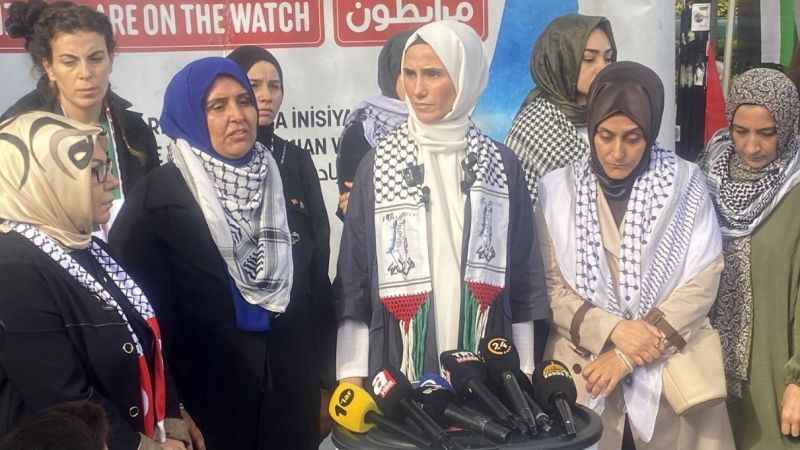 Sümeyye Erdoğan Bayraktar, Filistin’e destek için başlatılan oturma eyleminde