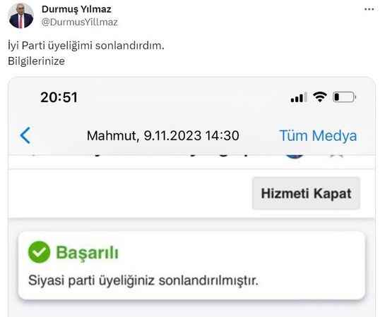 İYİ Partili eski Merkez Bankası Başkanı Yılmaz partisinden istifa etti