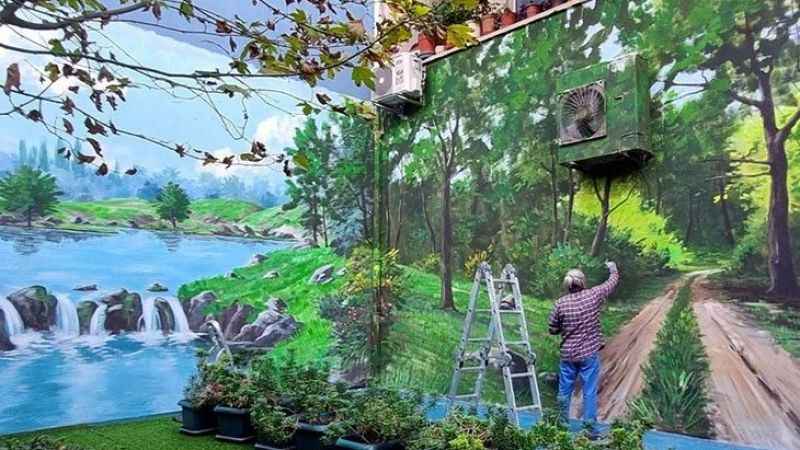 Devasa duvarı 6 günde sanat eserine dönüştürdü