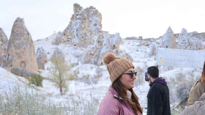 Kar yağdı, Kapadokya’da kartpostallık manzaralar oluştu
