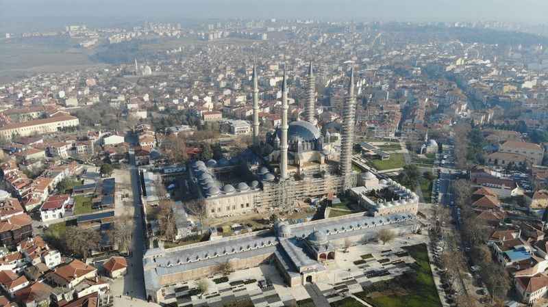 Selimiye Camii'nin üç minaresinde çalışmalar bitti
