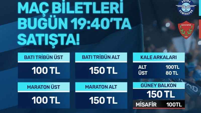 Adana Demirspor - Hatayspor maçı biletleri satışta