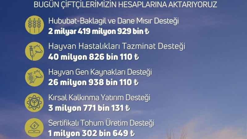 Çiftçilerin hesaplarına tarımsal destekleme ödemesi aktarılacak