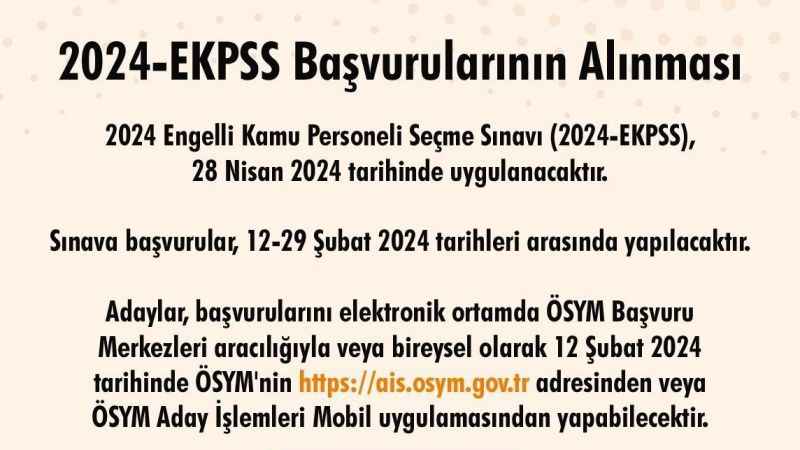 2024 EKPSS başvuruları başladı