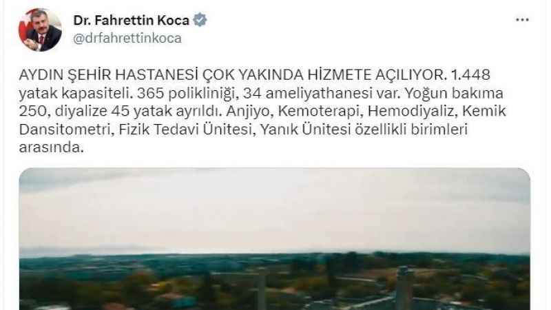 Bakan Koca’dan “Şehir Hastanesi” paylaşımı