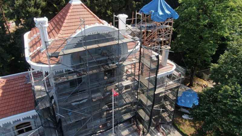 Atatürk'ün vasiyetini yazdığı 133 yıllık köşkte restorasyon çalışmaları titizlikle sürüyor