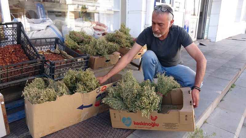 Esnaf işlerin iyiye gitmesi için üzerlik otu tüttürdü