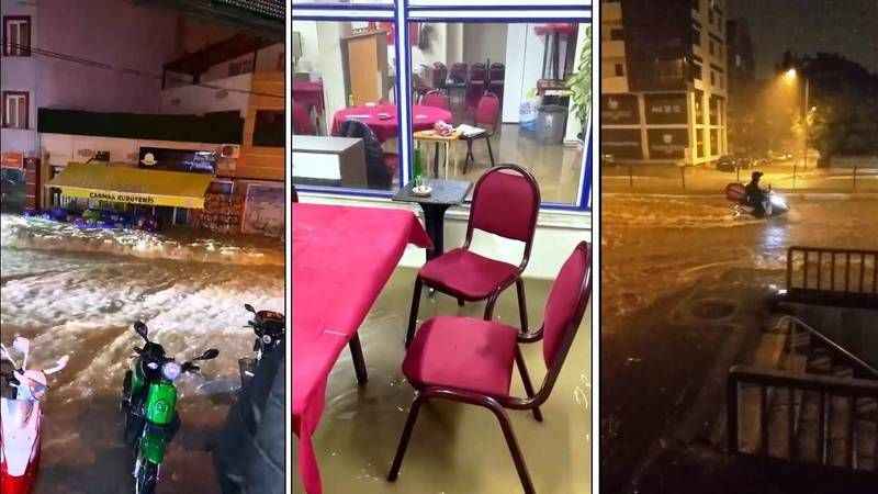 Balıkesir'de sağanak yağış hayatı felç etti