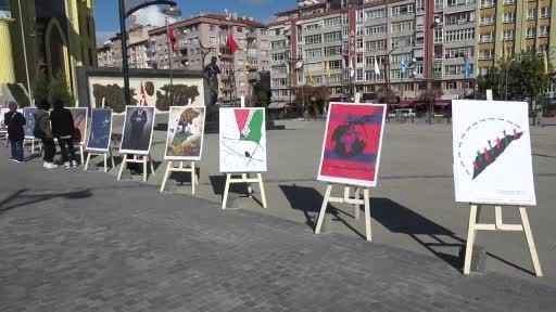 Kütahya'da Filistin için çağrılı afiş sergisi düzenlendi