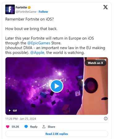 Epic Games ve Apple Savaşı sona erdi: Fortnite, iPhone'a dönüyor