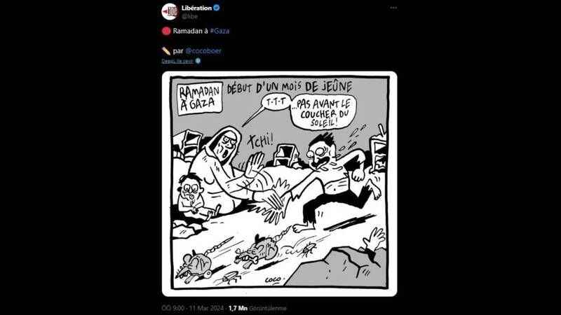 Küstah Fransız gazetesi Liberation Gazzelilerin açlıkla mücadelesiyle dalga geçti