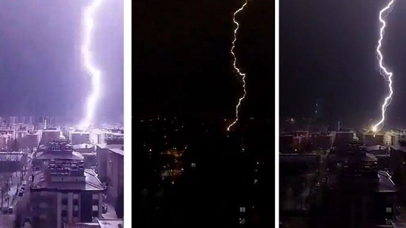 Gaziantep’te şimşekler geceyi gündüze çevirdi