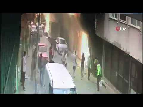 Pendik’te yangının çıkış anı güvenlik kamerasına yansıdı