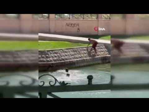 Çocukların Porsuk Çayı’nda tehlikeli serinleme yöntemi