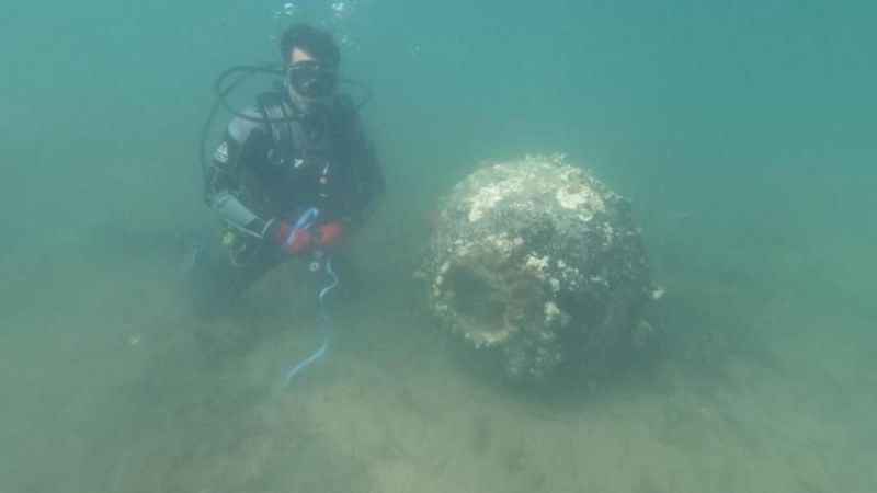 Bozcaada açıklarında bulunan patlamamış mayın imha edildi
